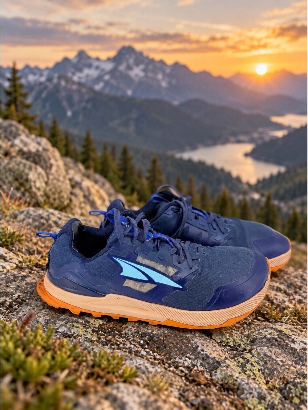 Altra Lone Peak 7 Mens 10.5 Navy Blue Orange Trail Running Shoes AL0A7R6H445